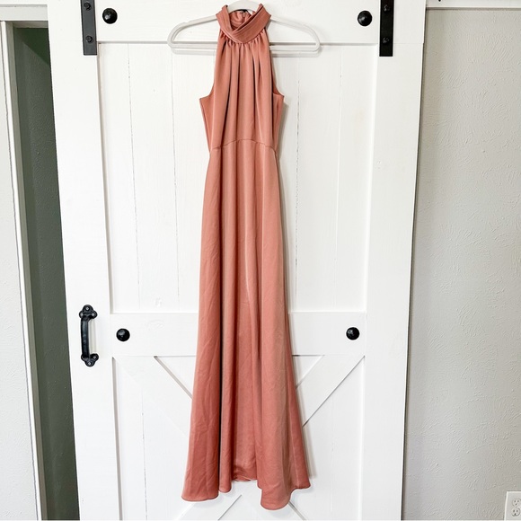 Anthropologie x Sachin + Babi Esme Gown Satin Charmeuse Pink Halter Maxi Size 2 - Picture 2 of 9